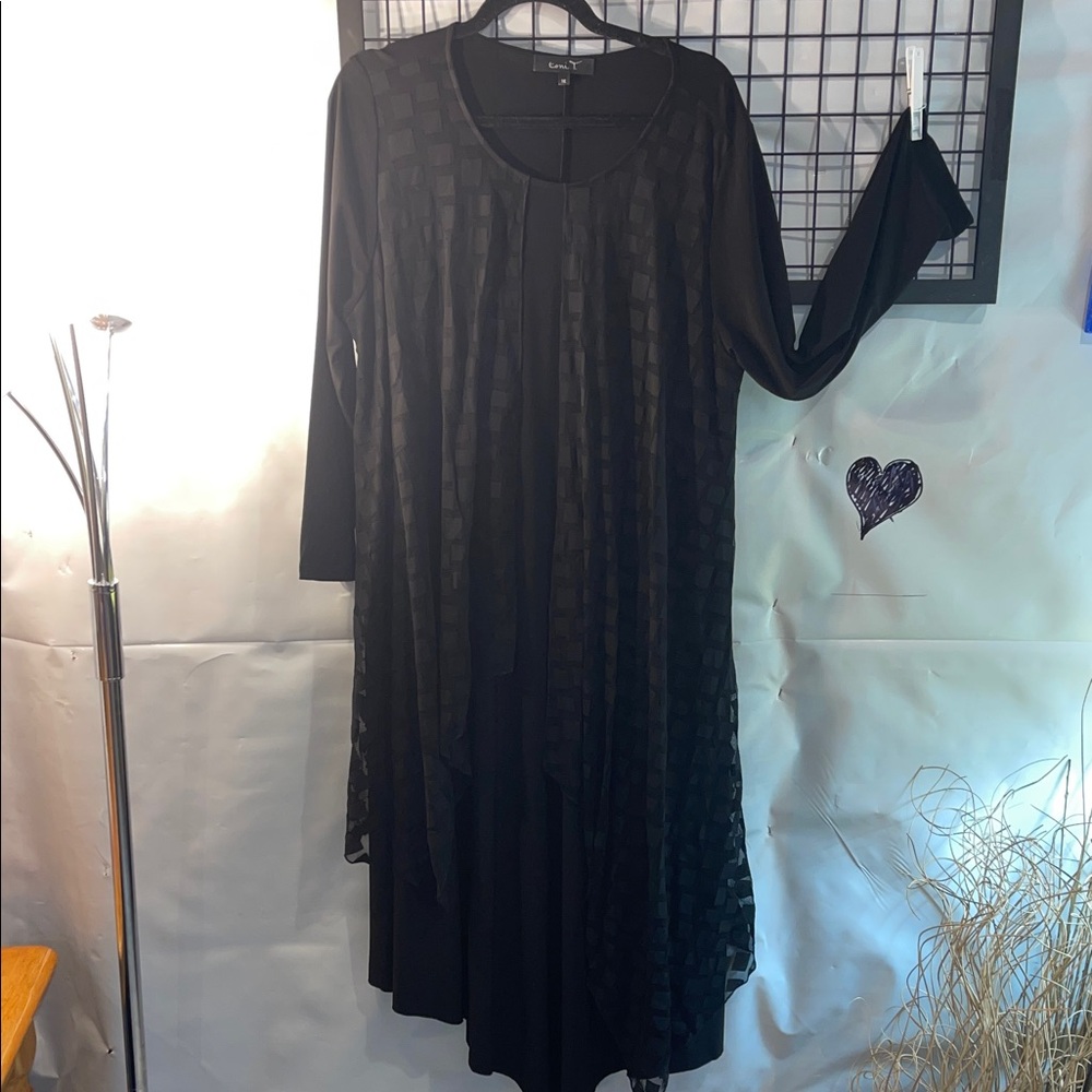 Toni T - Long Black Dress with beautiful sheer cover